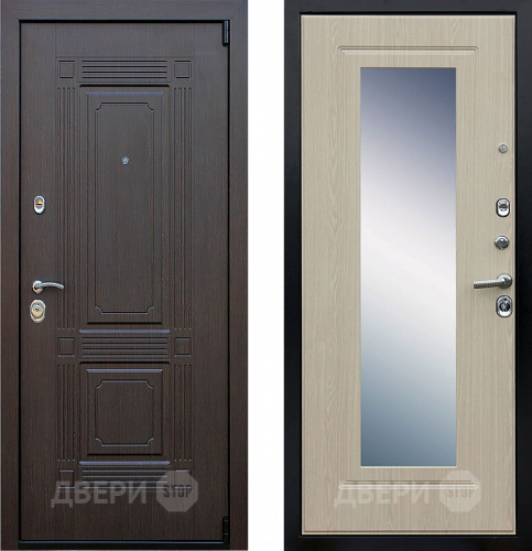 Входная металлическая Дверь АСД Викинг с зеркалом Белёный  дуб в Чехове