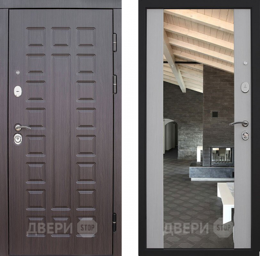 Входная металлическая Дверь S01 2К Зеркало Лиственница белая в Чехове