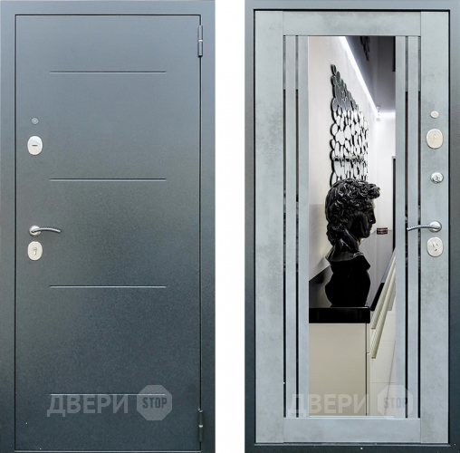 Дверь Престиж Люкс с зеркалом Бетон в Чехове