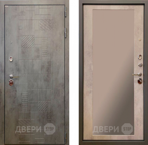 Дверь Ратибор Тетрис 3К с зеркалом Бетон светлый в Чехове