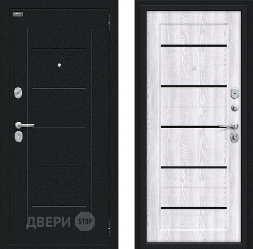 Входная металлическая Дверь Bravo Борн Букле черное/Riviera Ice в Чехове