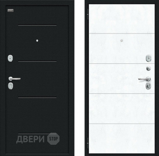 Входная металлическая Дверь внутреннего открывания Bravo Граффити-1 Инсайд Букле черное/Snow Art в Чехове