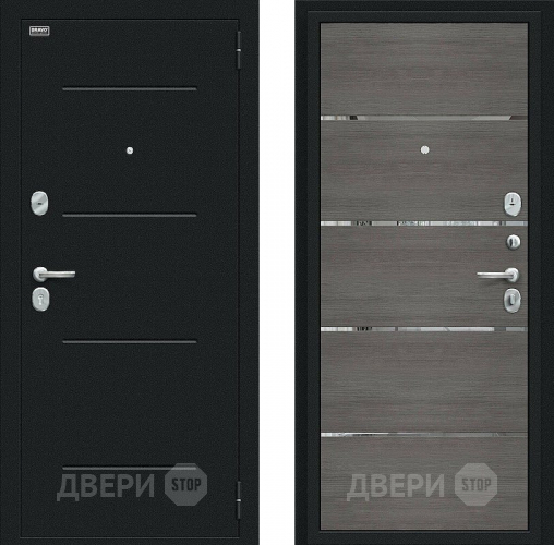 Входная металлическая Дверь Bravo Лайн Букле черное/Grey Veralinga в Чехове