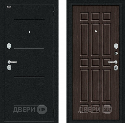 Входная металлическая Дверь Bravo Мило Букле черное/Wenge Veralinga в Чехове