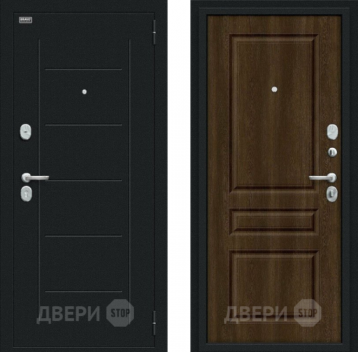 Входная металлическая Дверь Bravo Пик Букле черное/Dark Barnwood в Чехове