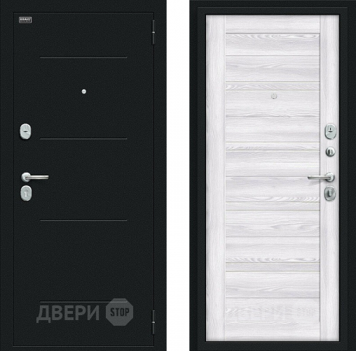 Входная металлическая Дверь Bravo Сити Kale Букле черное/Riviera Ice в Чехове