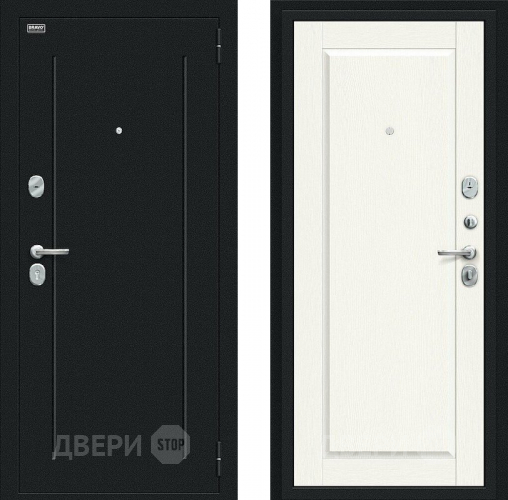 Входная металлическая Дверь Bravo Сьют Kale Букле черное/White Wood в Чехове