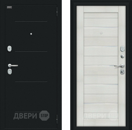 Входная металлическая Дверь Bravo Техно Kale Букле черное/Bianco Veralinga в Чехове