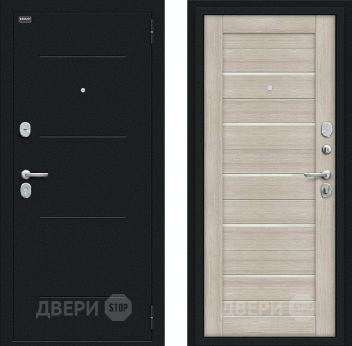 Входная металлическая Дверь Bravo Техно Kale Букле черное/Cappuccino Veralinga в Чехове
