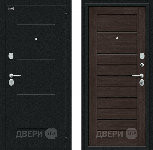 Входная металлическая Дверь Bravo Техно Kale Букле черное/Wenge Veralinga в Чехове