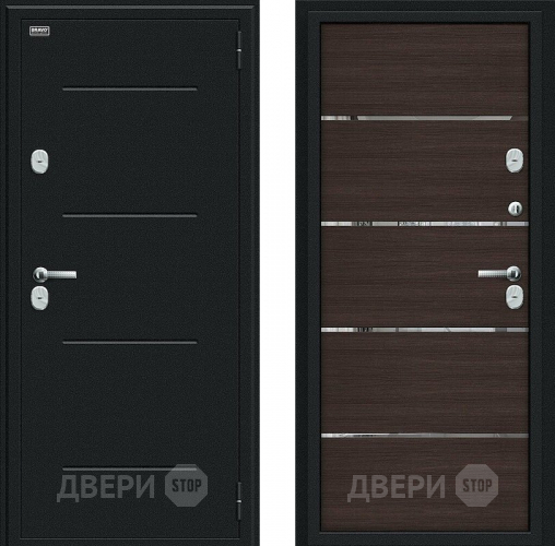 Входная металлическая Дверь Bravo Thermo Лайн Букле черное/Wenge Veralinga в Чехове
