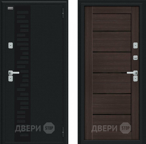 Входная металлическая Дверь Bravo Thermo Техно Декор Букле черное/Wenge Veralinga в Чехове