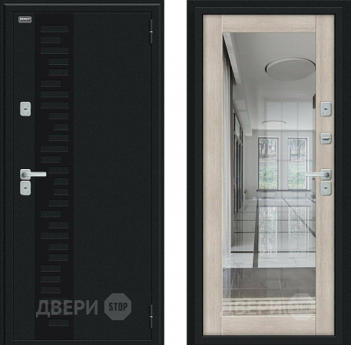 Входная металлическая Дверь Bravo Thermo Флэш Декор Букле черное/Cappuccino Veralinga в Чехове