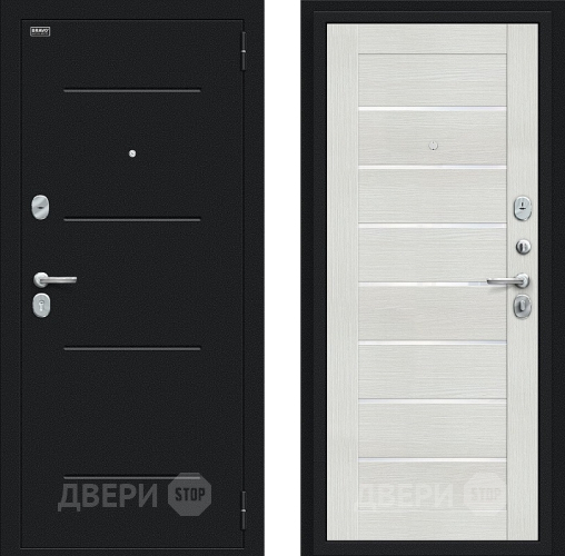 Дверь Bravo Техно Букле черное/Bianco Veralinga в Чехове