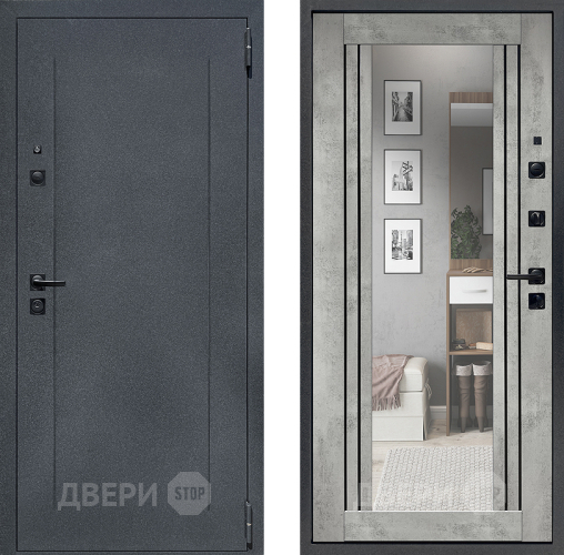 Дверь Престиж Лофт с зеркалом Бетон светлый в Чехове