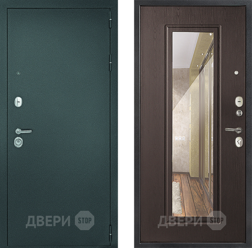 Входная металлическая Дверь Дверной Континент Рубикон Серебро Зеркало Венге в Чехове