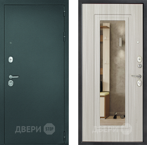 Входная металлическая Дверь Дверной Континент Рубикон Серебро Зеркало Сандал в Чехове