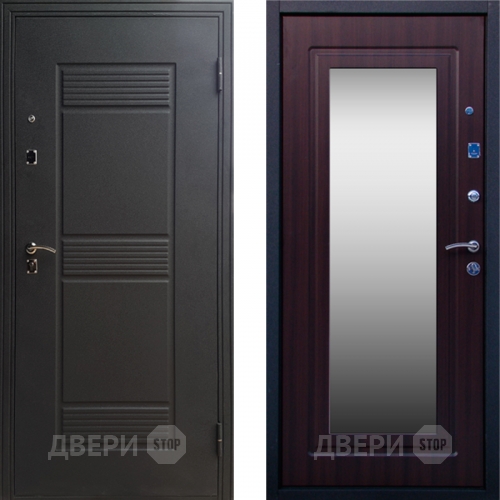 Входная металлическая Дверь СТОП ЗЕРКАЛО Венге в Чехове
