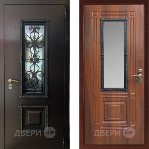 Дверь с ковкой и стеклом в Чехове