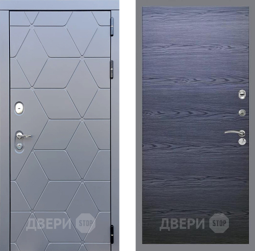 Входная металлическая Дверь Стоп КОСМО Гладкая Дуб тангенальный черный в Чехове