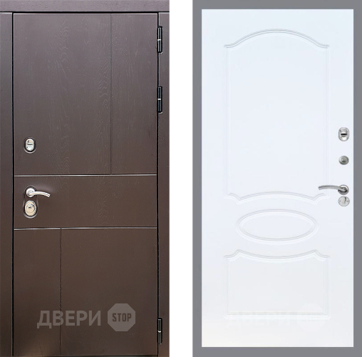 Входная металлическая Дверь Стоп УРБАН ФЛ-128 Белый ясень в Чехове