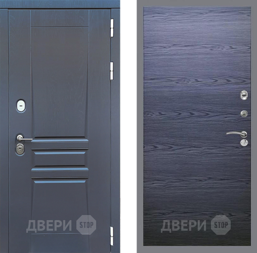 Входная металлическая Дверь Стоп ПЛАТИНУМ Гладкая Дуб тангенальный черный в Чехове