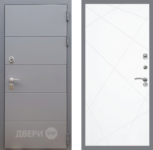 Входная металлическая Дверь Стоп АРТ ГРАФИТ ФЛ-291 Силк Сноу в Чехове