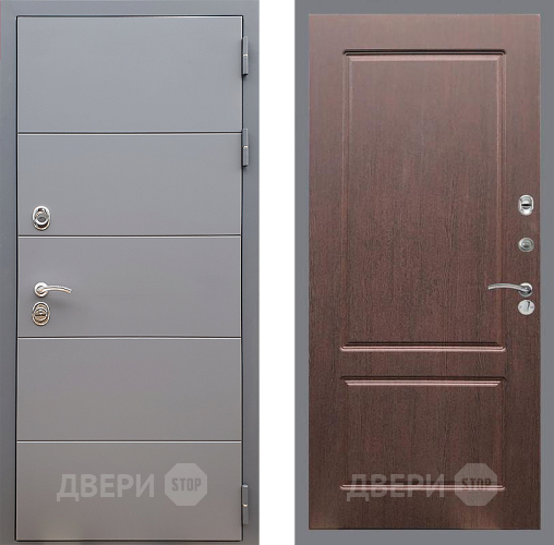 Входная металлическая Дверь Стоп АРТ ГРАФИТ ФЛ-117 Орех премиум в Чехове