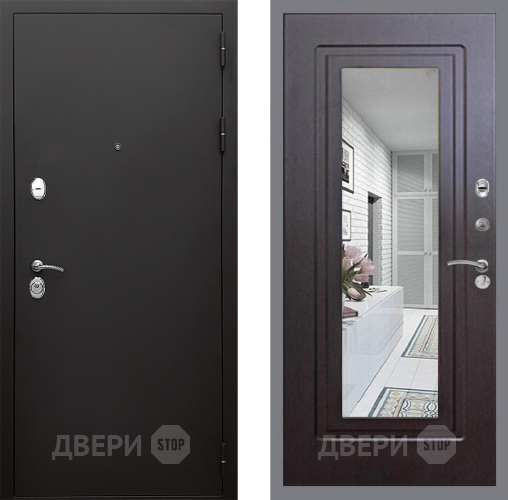 Входная металлическая Дверь Стоп КЛАССИК Шагрень Зеркало ФЛ-120 Венге в Чехове
