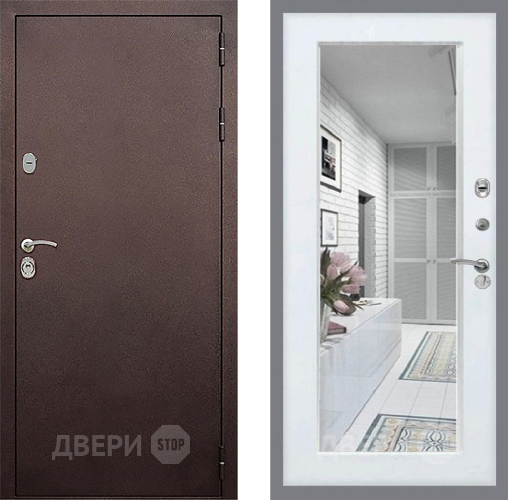 Дверь Стоп КЛАССИК Медь Зеркало Белый ясень в Чехове