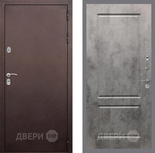 Входная металлическая Дверь Стоп КЛАССИК Медь ФЛ-117 Бетон темный в Чехове