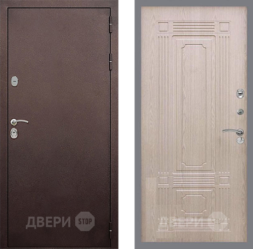 Входная металлическая Дверь Стоп КЛАССИК Медь ФЛ-2 Беленый дуб в Чехове