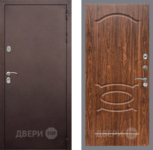 Входная металлическая Дверь Стоп КЛАССИК Медь ФЛ-128 орех тисненый в Чехове