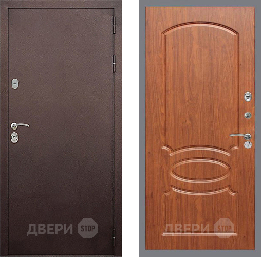 Входная металлическая Дверь Стоп КЛАССИК Медь ФЛ-128 Береза мореная в Чехове