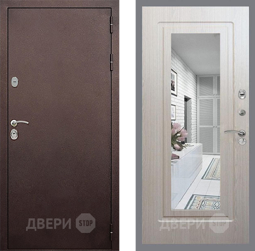 Дверь Стоп КЛАССИК Медь Зеркало ФЛ-120 Беленый дуб в Чехове