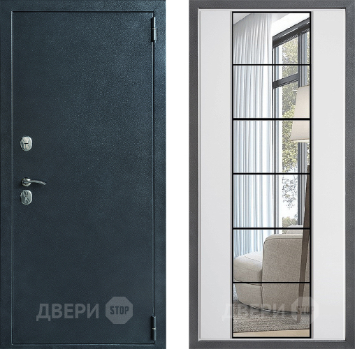 Входная металлическая Дверь Дверной континент ДК-70 Дизайн ФЛЗ-2 Зеркало Белый софт в Чехове