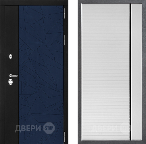 Входная металлическая Дверь Дверной континент ДК-9 ФЛ-757 Черное Стекло Софт милк в Чехове