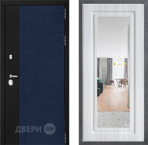 Входная металлическая Дверь Дверной континент ДК-9 ФЛЗ Зеркало Сандал белый в Чехове