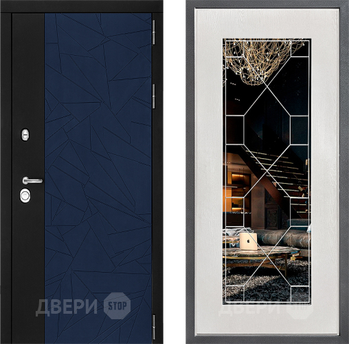 Входная металлическая Дверь Дверной континент ДК-9 ФЛ-Тиффани Зеркало Белое дерево в Чехове