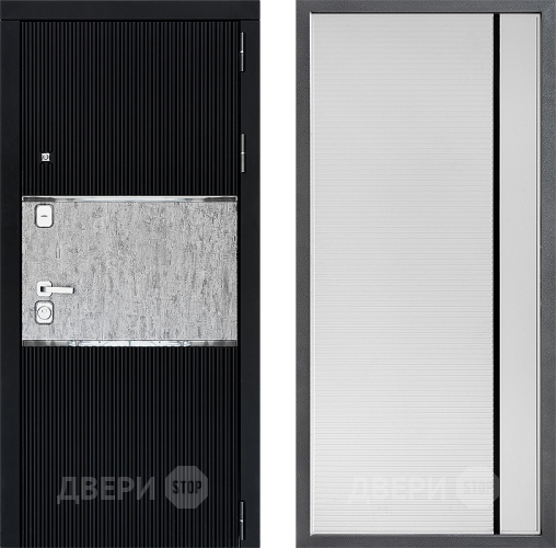 Входная металлическая Дверь Дверной континент ДК-13 ФЛ-757 Черное Стекло Софт милк в Чехове