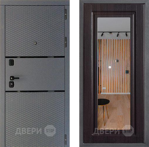 Входная металлическая Дверь Дверной континент Диамант Дизайн ФЛЗ Зеркало Венге в Чехове