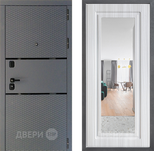 Входная металлическая Дверь Дверной континент Диамант Дизайн ФЛЗ Зеркало Сандал белый в Чехове