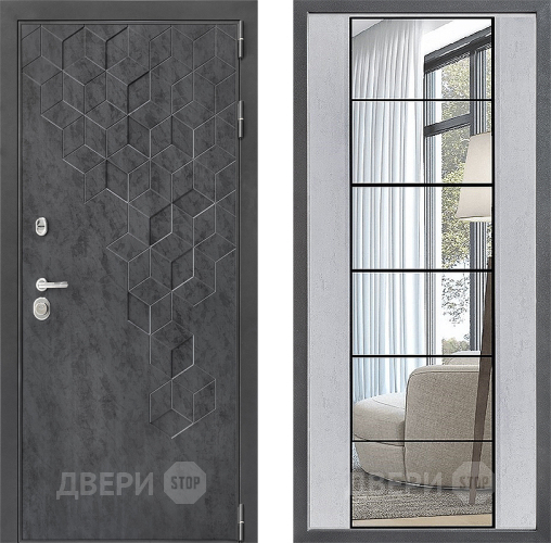 Дверь Дверной континент ДК-3/713 ФЛЗ-2 Зеркало Бетон светлый в Чехове