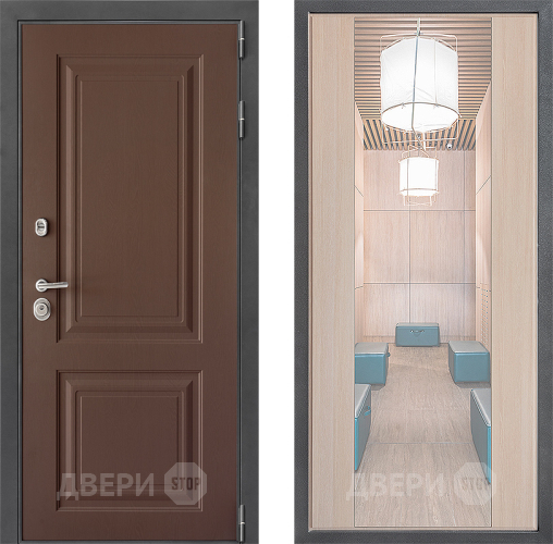 Входная металлическая Дверь Дверной континент ДК-3/729 ФЛЗ-1 Зеркало Капучино в Чехове