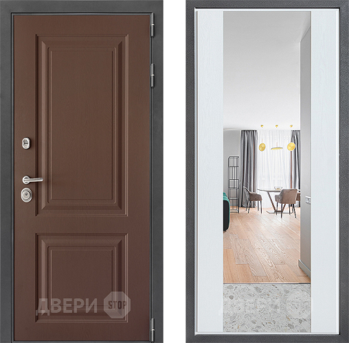 Дверь Дверной континент ДК-3/729 ФЛЗ-1 Зеркало Белое дерево в Чехове