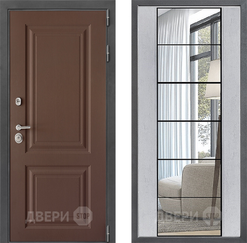 Дверь Дверной континент ДК-3/729 ФЛЗ-2 Зеркало Бетон светлый в Чехове