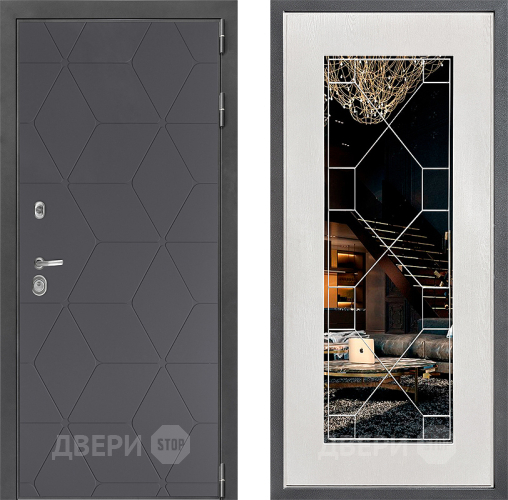 Входная металлическая Дверь Дверной континент ДК-3/744 ФЛ-Тиффани Зеркало Белое дерево в Чехове