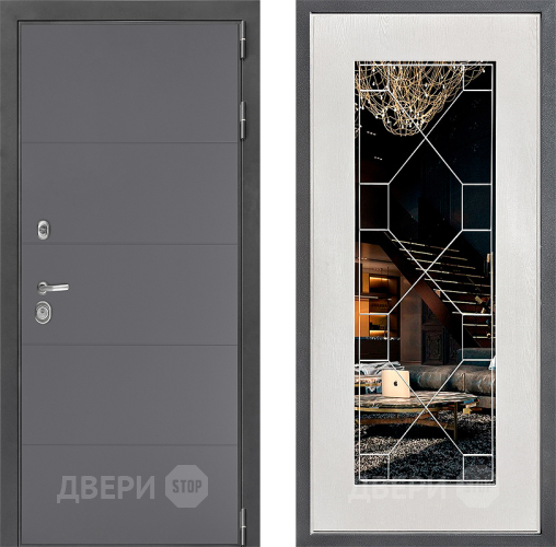 Дверь Дверной континент ДК-3/649 ФЛ-Тиффани Зеркало Белое дерево в Чехове