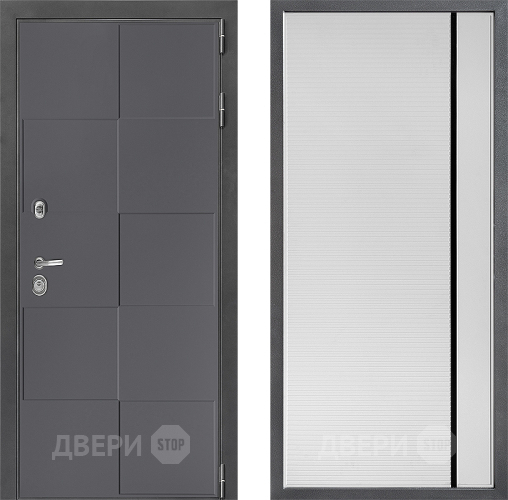 Входная металлическая Дверь Дверной континент ДК-3/606 ФЛ-757 Черное Стекло Софт милк в Чехове