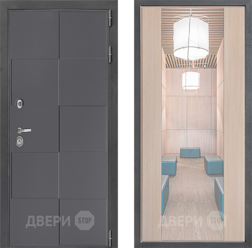 Входная металлическая Дверь Дверной континент ДК-3/606 ФЛЗ-1 Зеркало Капучино в Чехове